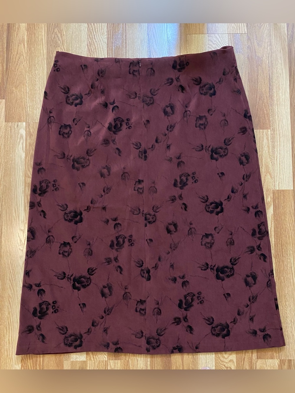C.J. Banks Women's Maroon Floral Print A-Line Skirt Size 24W - Picture 5 of 7